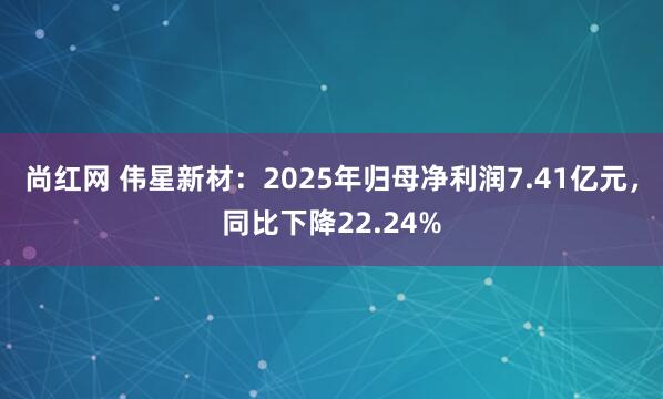 尚红网 伟星新材：2025年归母净利润7.41亿元，同比下降22.24%